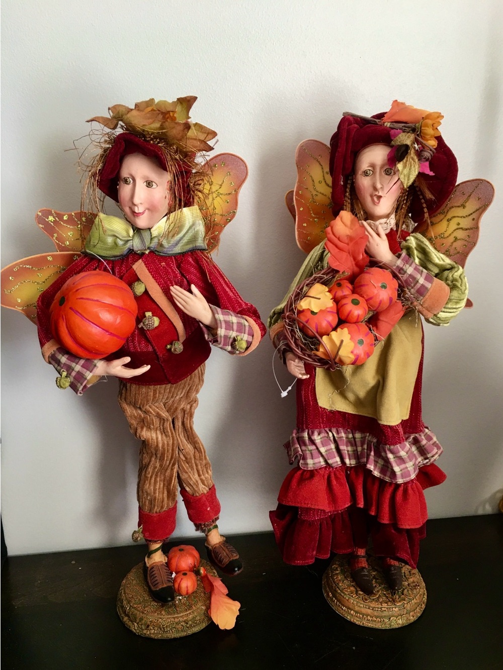 2 VTG Winward Holidays DoorGreeter Fairies Fall Harvest, Thanksgiving Decor 19"